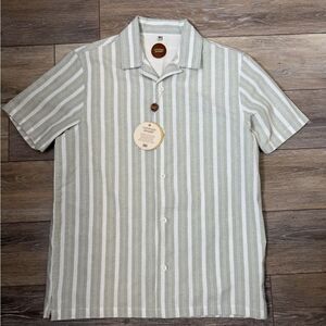 NWT Common People Striped Green and White Men's Shirt Sz S
